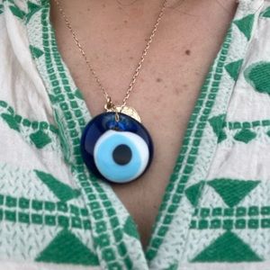 Glass greek evil eye for pendant